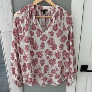 Ann Taylor Pink Floral Blouse